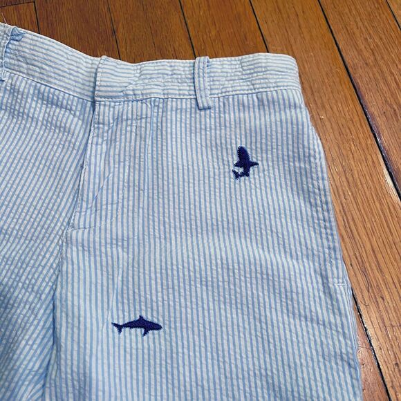 Preppy Seersucker Shorts by TF Laurence Size 5 Sharks Embroidered READ DESCRIPT - Picture 2 of 11